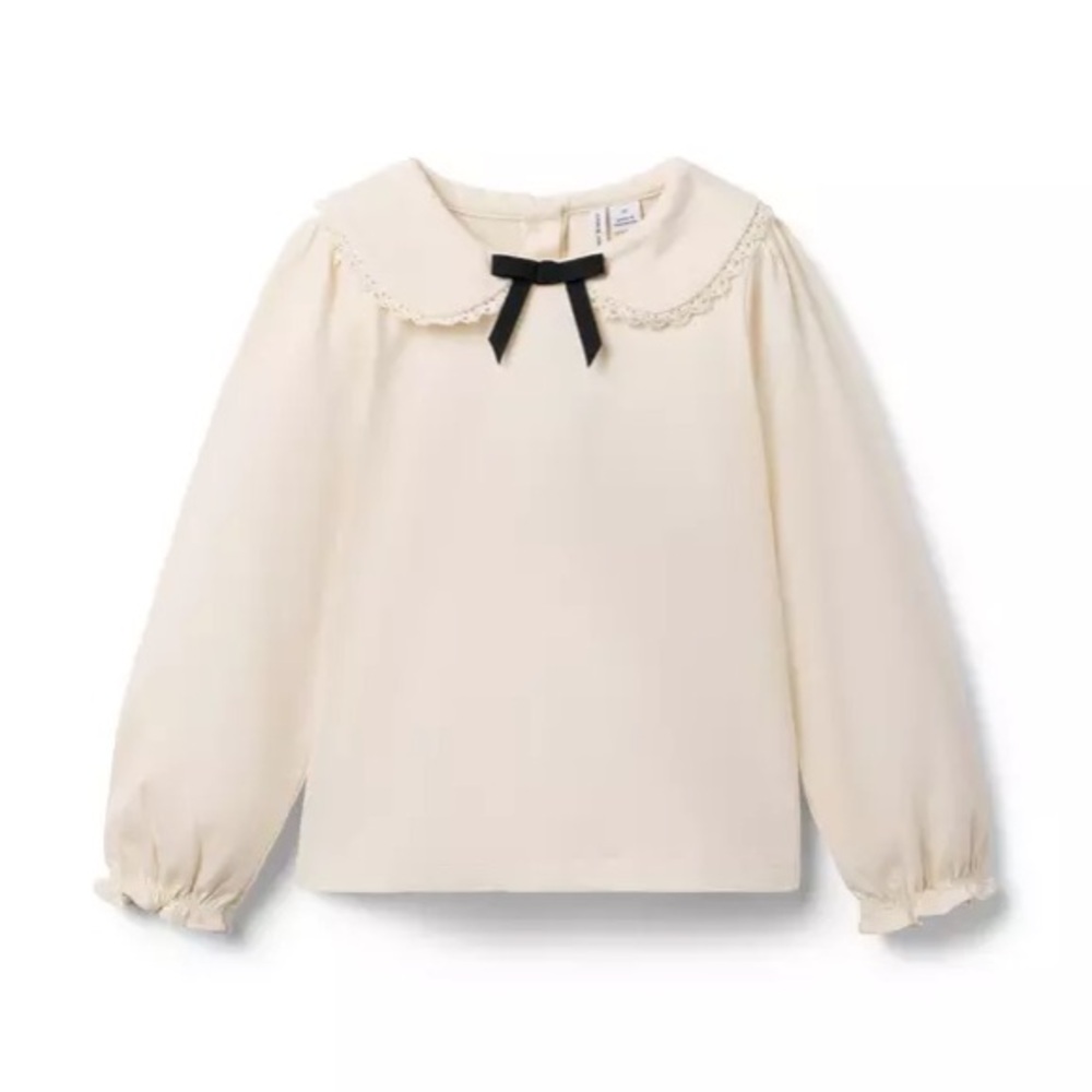 Janie and Jack lace collared shirt in nutmeg. Size 4T